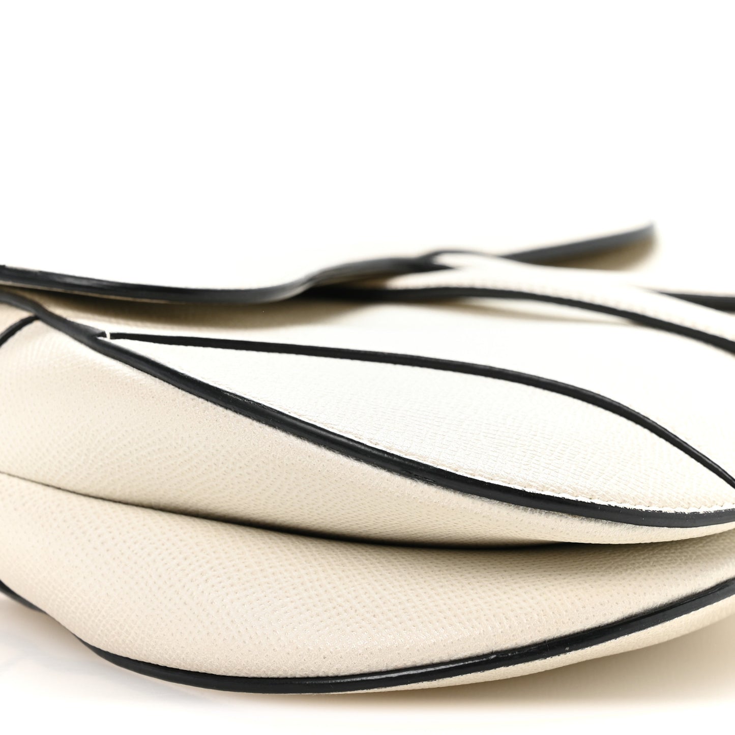 Grained Calfskin Saddle Bag White