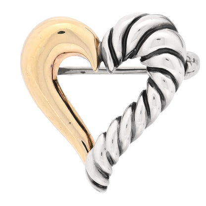 David Yurman Sterling Silver 14K Yellow Gold Heart Brooch Pin 1 of 4