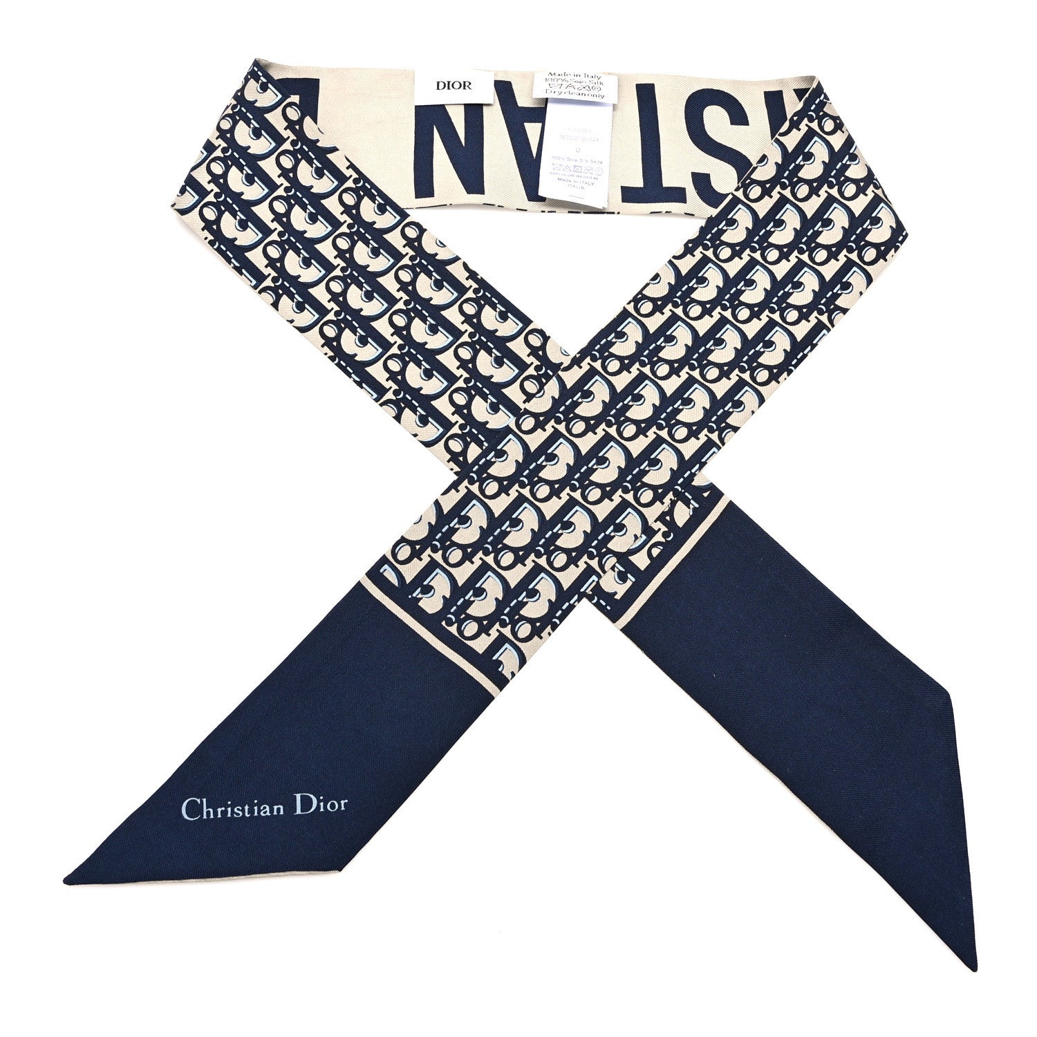 Christian Dior Silk Oblique Mitzah Scarf Blue 1 of 4