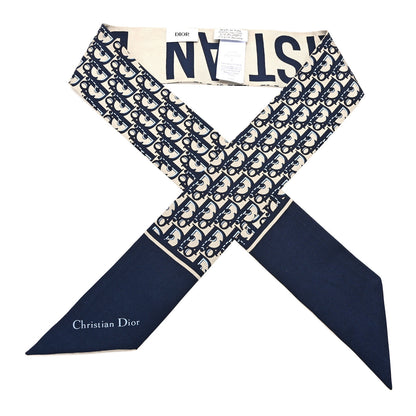Christian Dior Silk Oblique Mitzah Scarf Blue 1 of 4