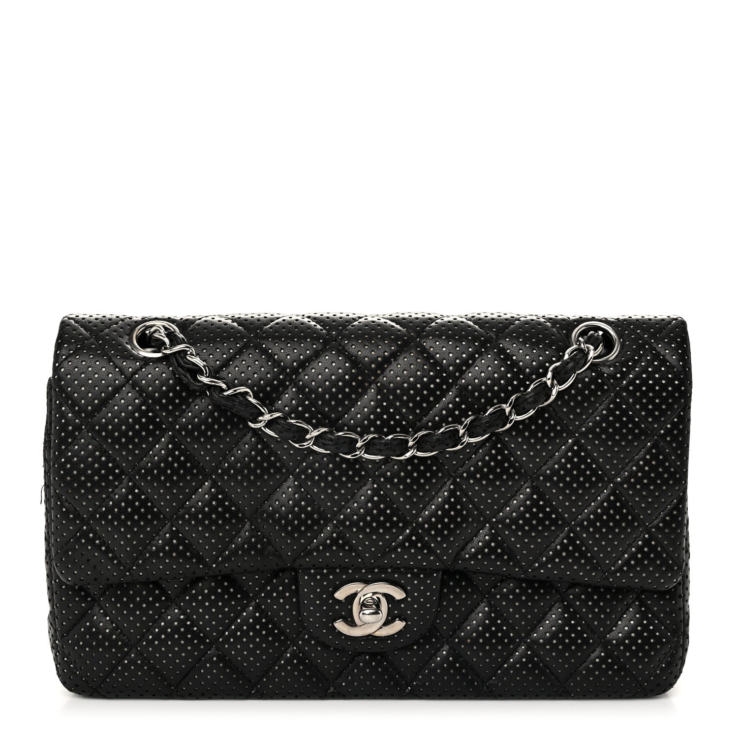 Chanel Lambskin Perforated Medium Double Flap Black 1 of 12