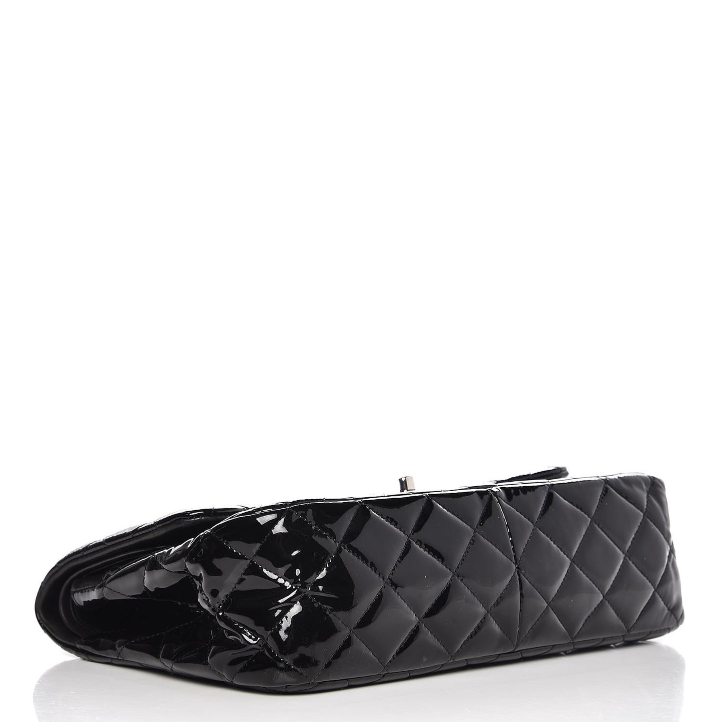 Patent Quilted Jumbo Double Flap Black