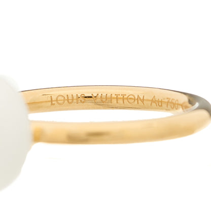 Louis Vuitton 18K Yellow Gold Diamond White Agate Idylle Blossom Ring 53 6.25 6 of 6