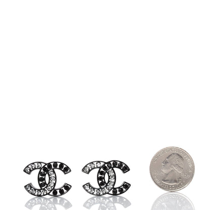 Chanel Crystal CC Earrings Black Silver 2 of 6