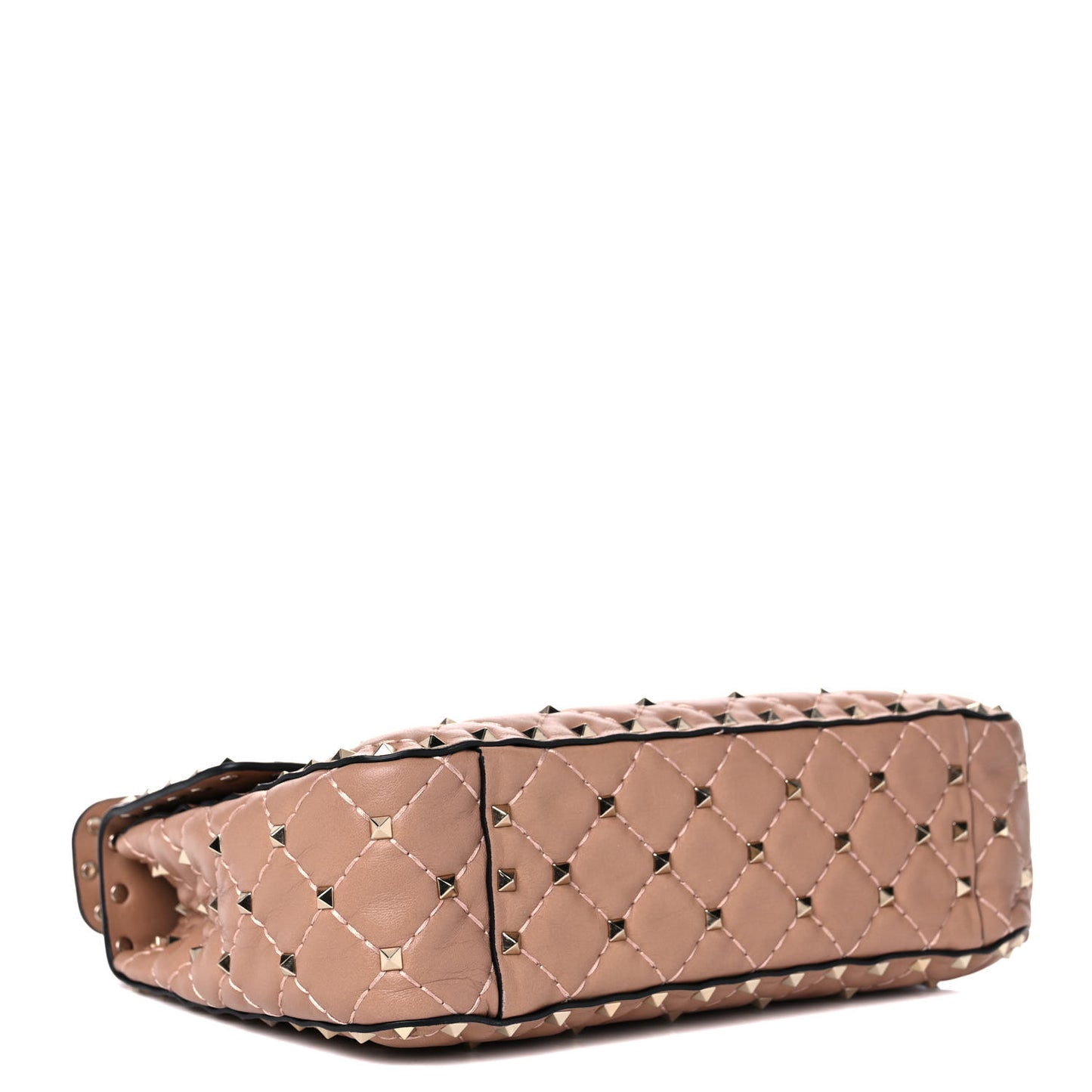Nappa Medium Rockstud Spike Shoulder Bag Soft Noisette