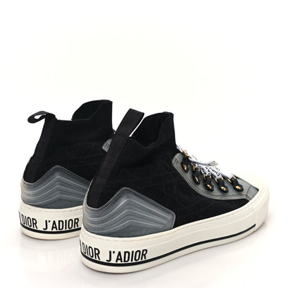 Christian Dior Technical Knit Calfskin Womens Walk'N'Dior High Top Sneakers 38 Black 4 of 9