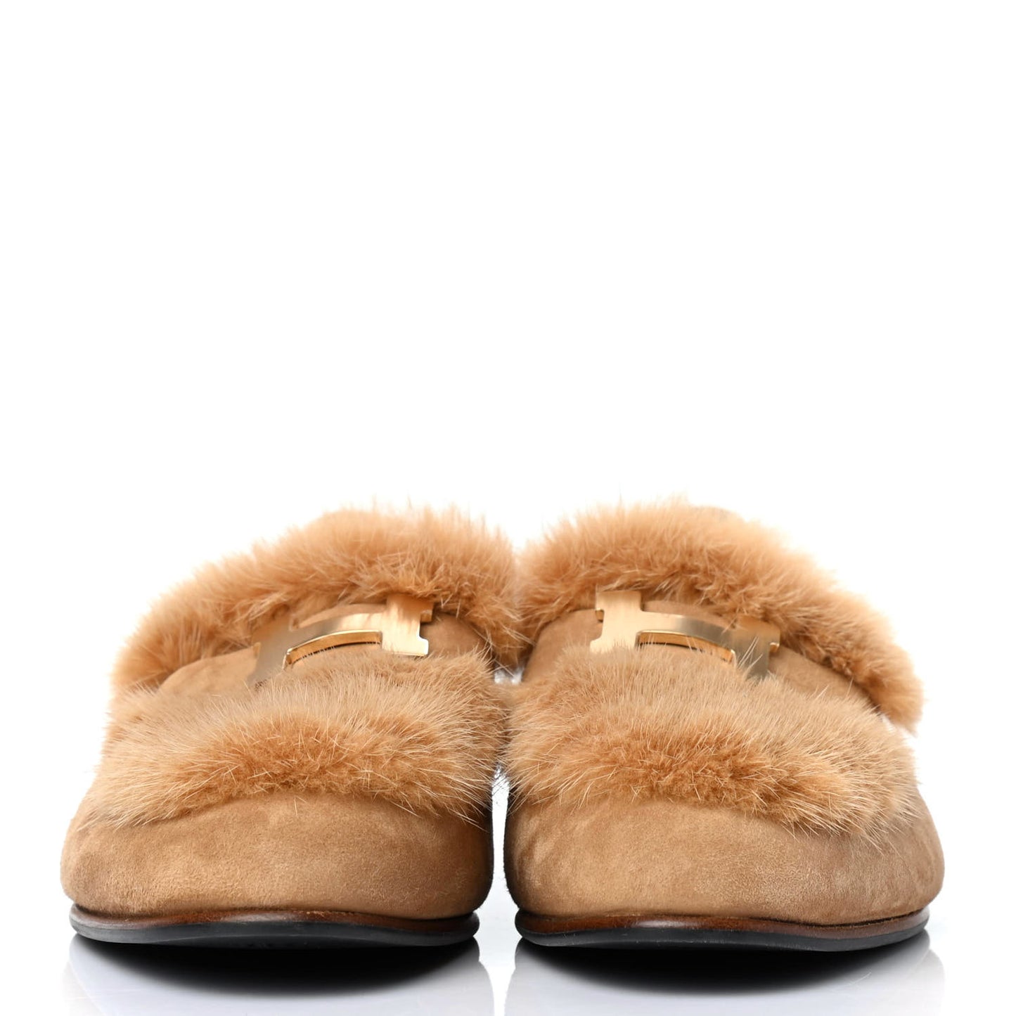 Mink Fur Suede Goatskin Paris Loafers 37.5 Marron Havane