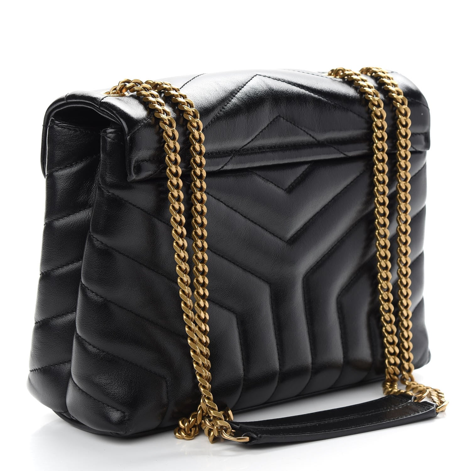 Saint Laurent Calfskin Y Quilted Monogram Small Loulou Chain Satchel Black 3 of 8