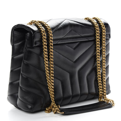 Saint Laurent Calfskin Y Quilted Monogram Small Loulou Chain Satchel Black 3 of 8