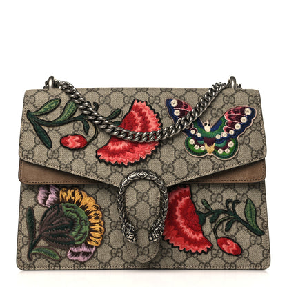 Gucci GG Supreme Monogram Embroidered Carnation Medium Dionysus Shoulder Bag Beige 1 of 11