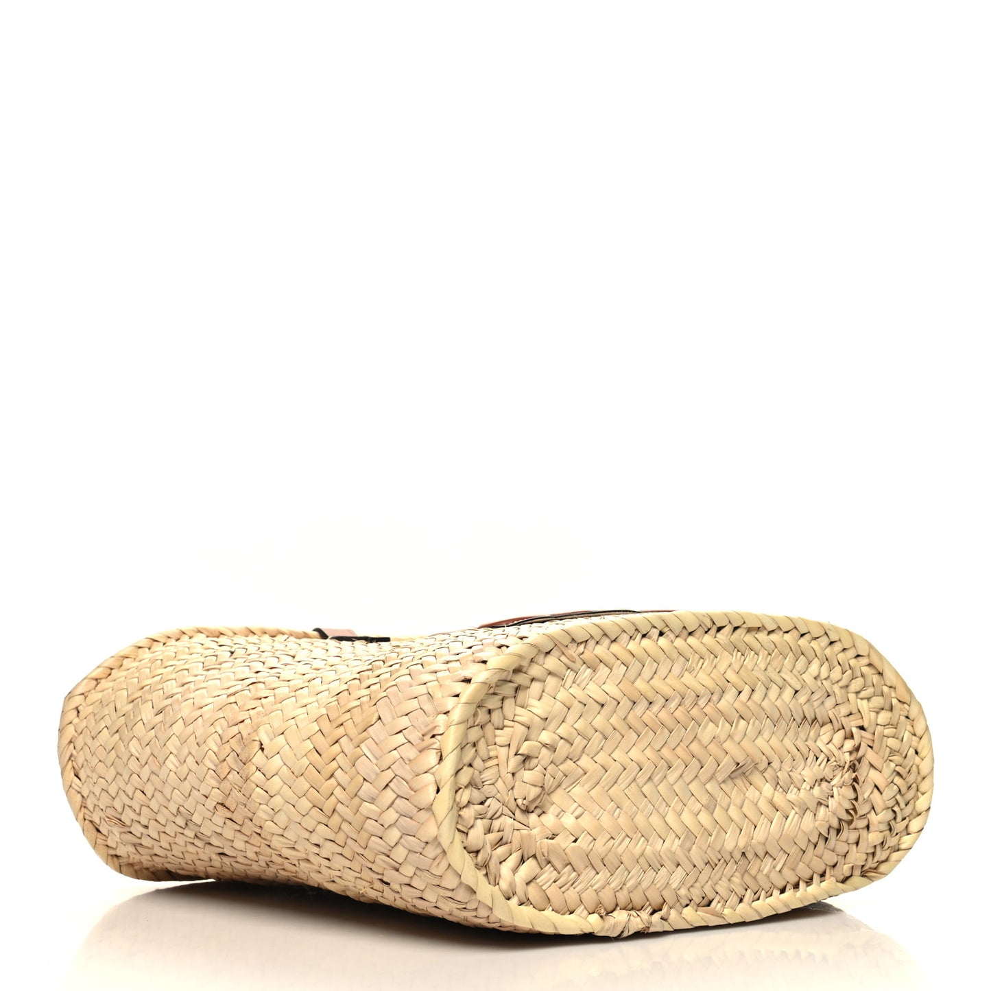 Raffia Calfskin Triomphe Medium Panier Tan