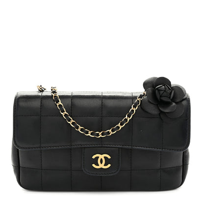 Chanel Lambskin Quilted Mini Chocolate Bar Camellia Flap Black 1 of 10