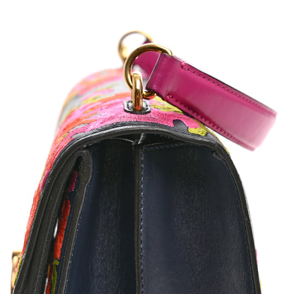 Mulberry Smooth Calfskin Embroidered Floral Harlow Satchel Navy Multicolor 14 of 14