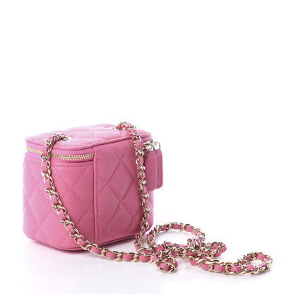 Chanel Caviar Quilted Mini Vanity Case With Chain Pink 3 of 9