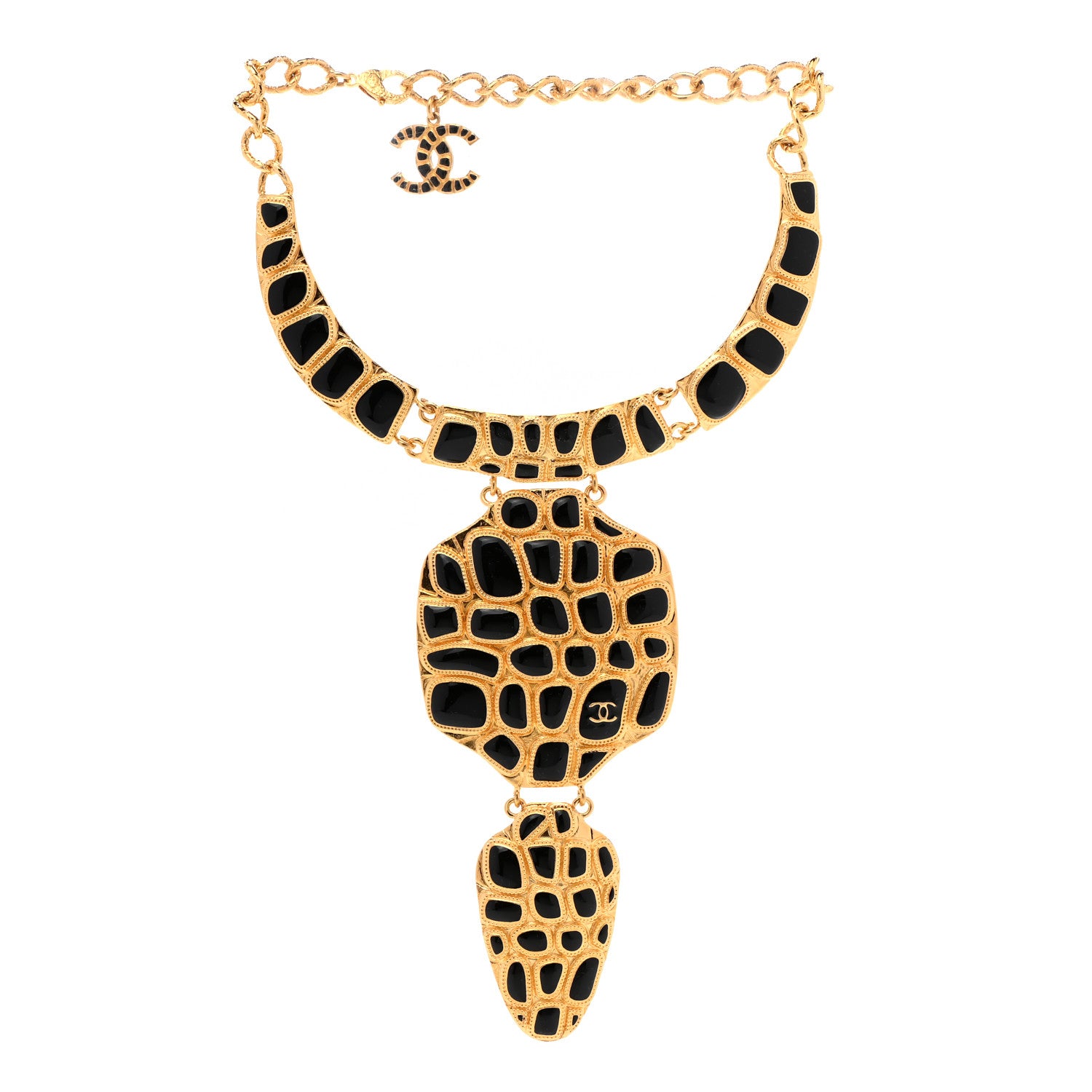 Chanel Resin Metal Along The Nile Large CC Necklace Gold Black 3 of 6