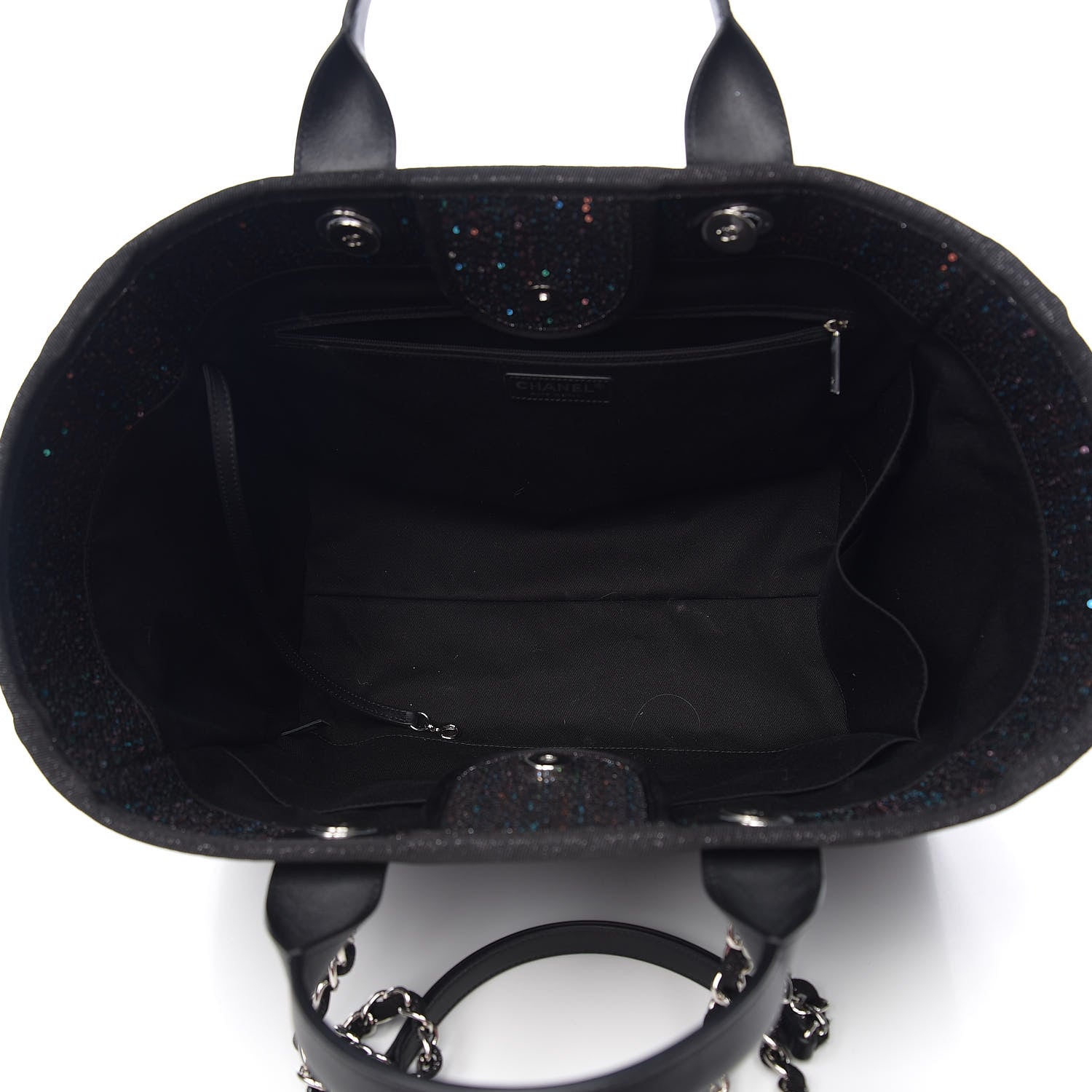 Chanel Calfskin Sequin Medium Deauville Tote Black 4 of 10