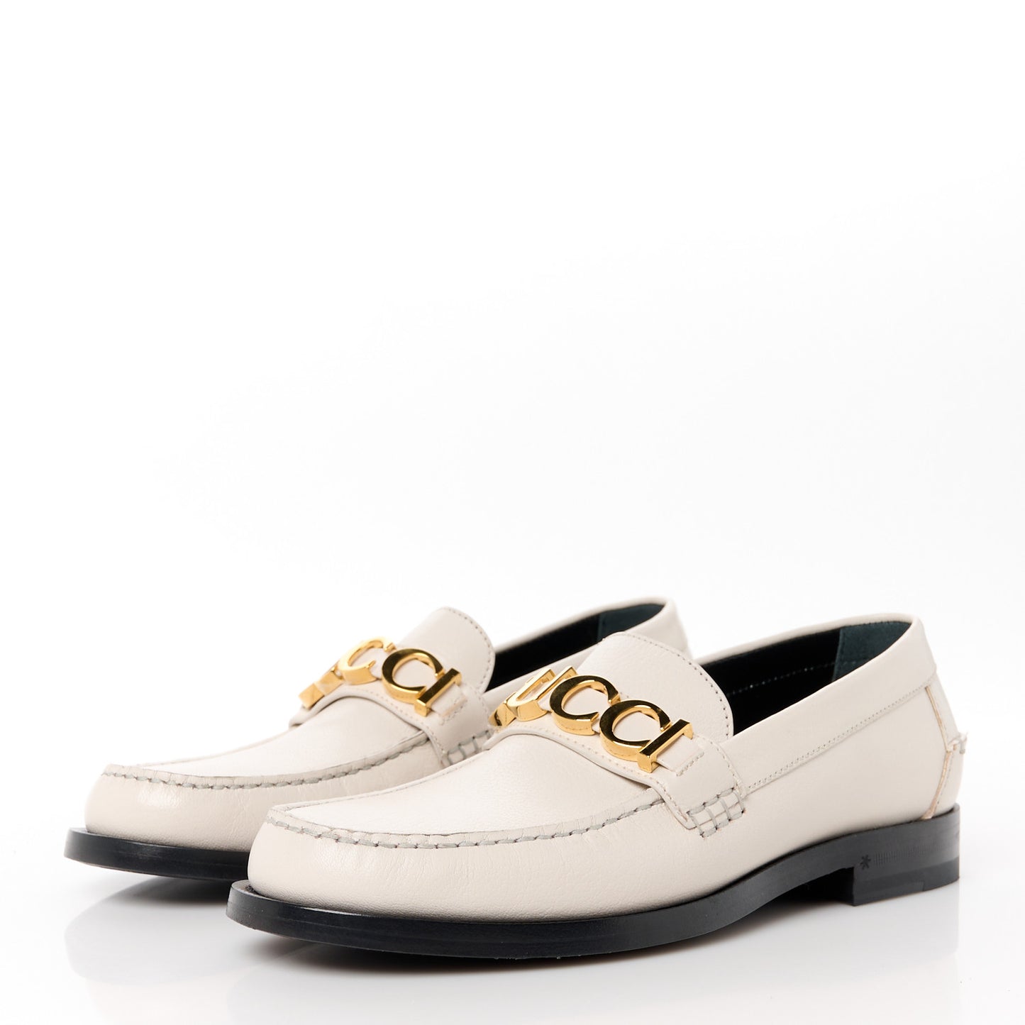 Goatskin Womens Logo 15mm Loafers 38.5 Mystic White