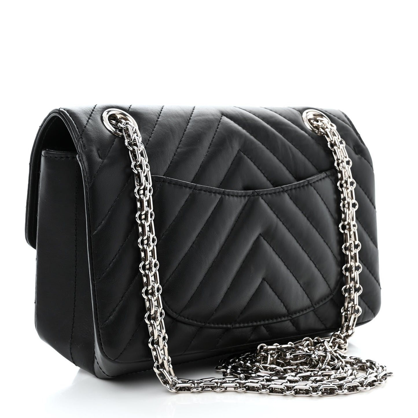 Aged Calfskin Chevron Quilted 2.55 Reissue Mini Flap Black