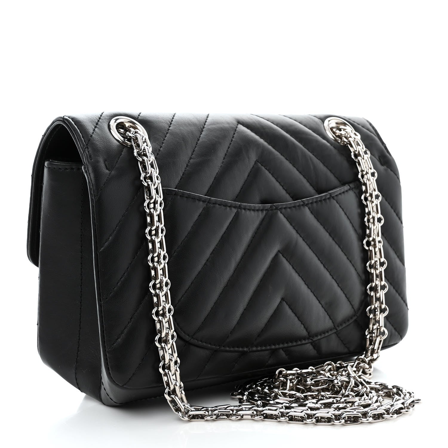 Chanel Aged Calfskin Chevron Quilted 2.55 Reissue Mini Flap Black 3 of 12