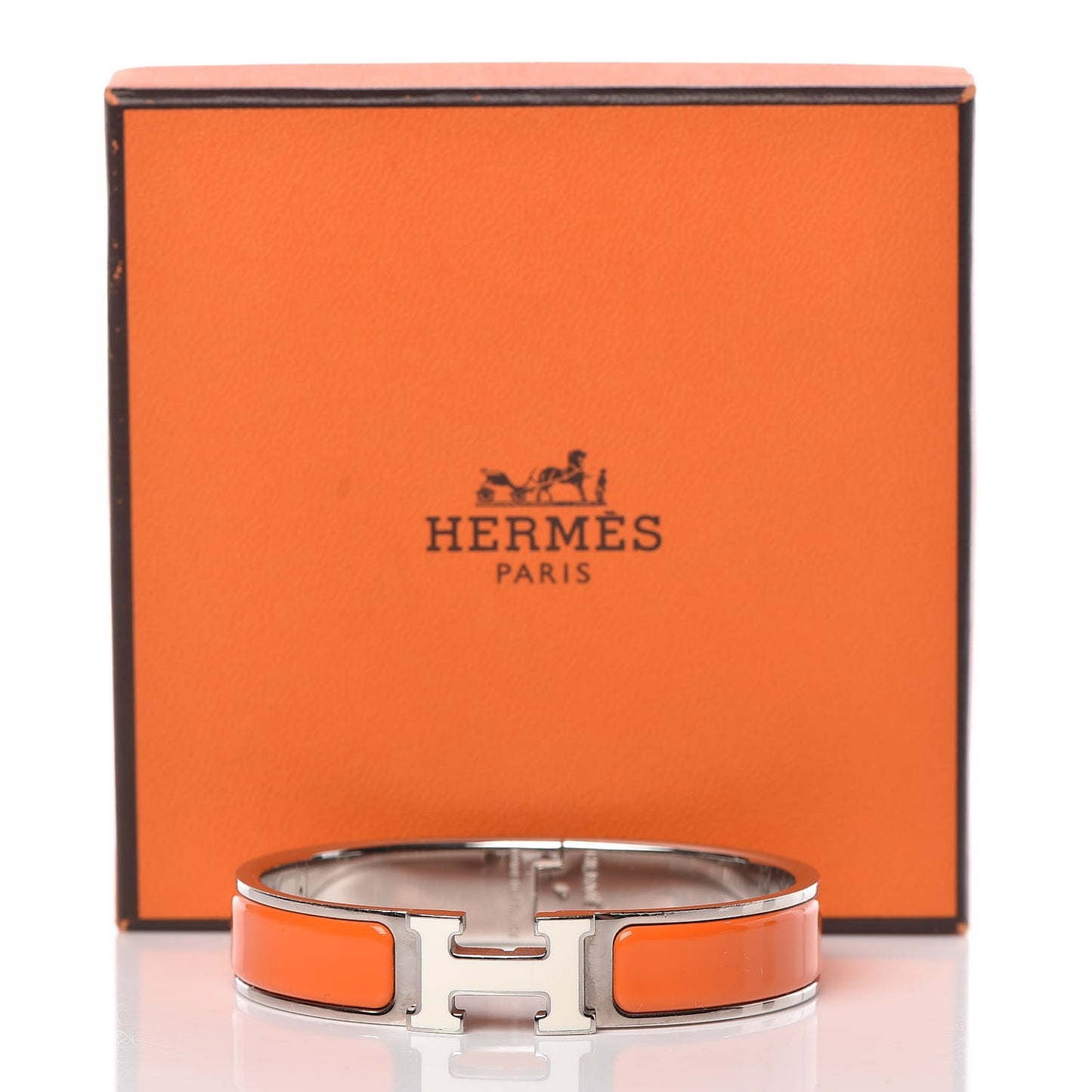Enamel Narrow Clic Clac H Bracelet PM Orange White