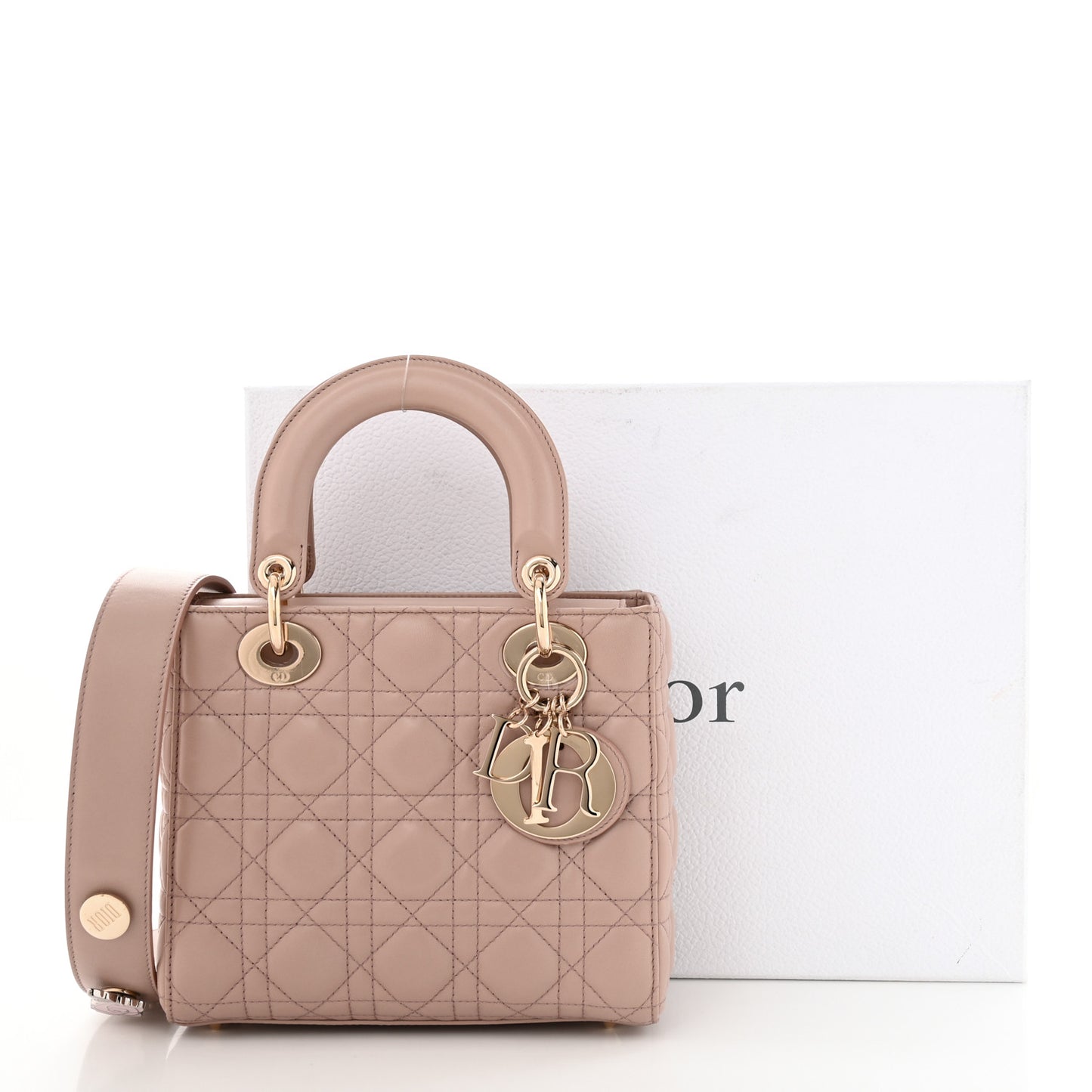 Lambskin Cannage Small Lucky Badges My Lady Dior Taupe