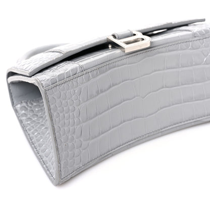 Balenciaga Shiny Calfskin Crocodile Embossed Small Hourglass Top Handle Bag Balenciaga Grey 9 of 10