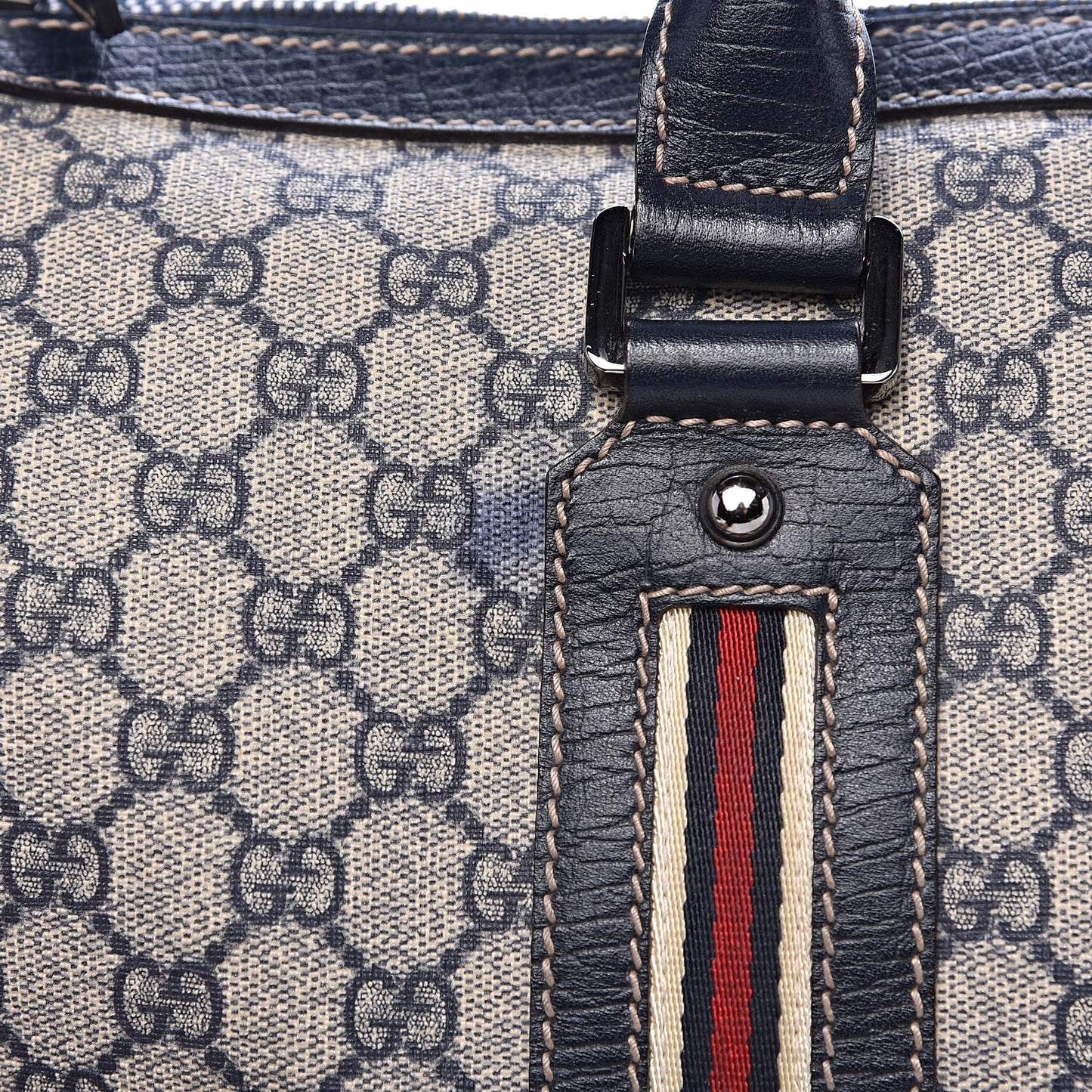 GG Supreme Monogram Web Large Carry On Duffle Bag Navy