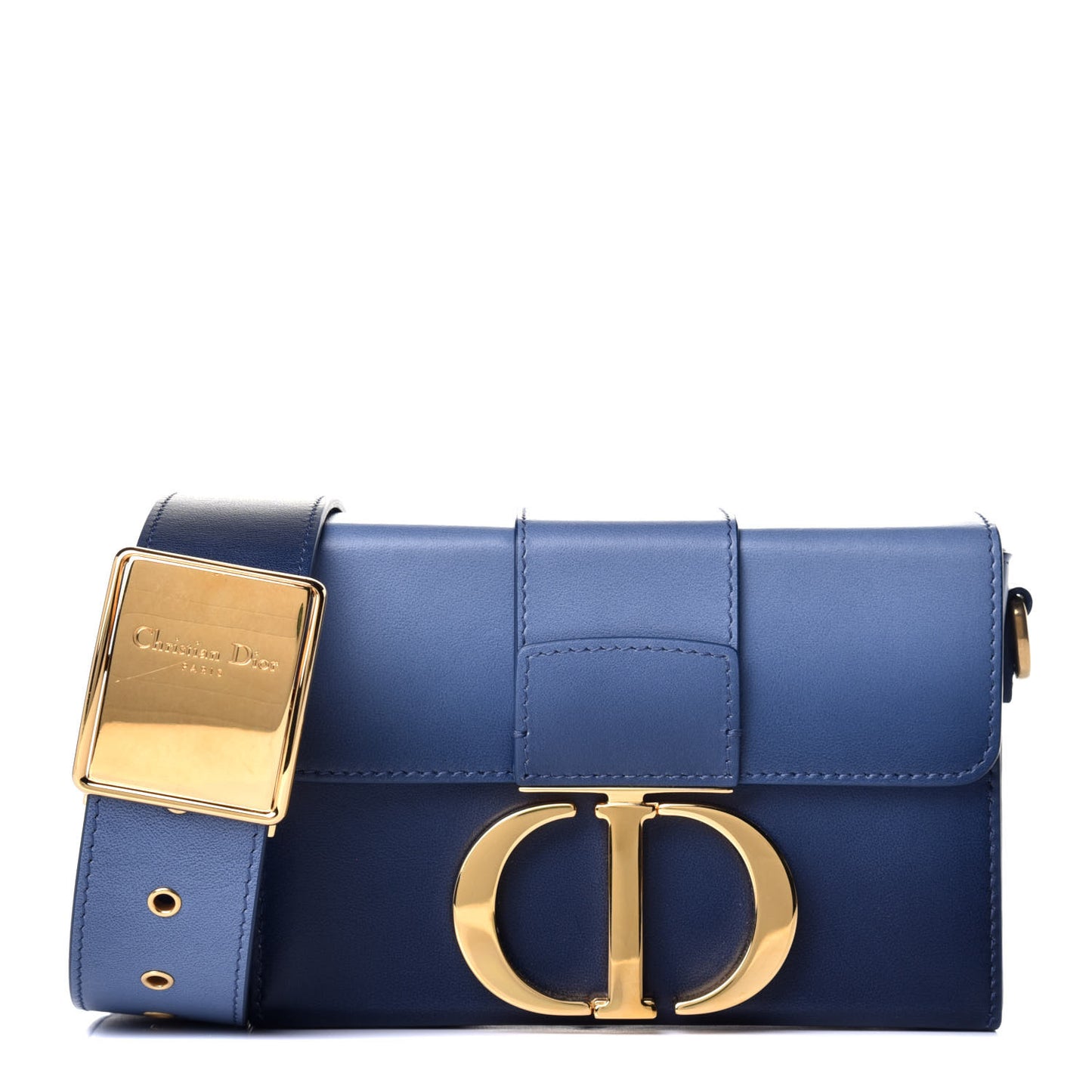 Smooth Calfskin Gradient 30 Montaigne Box Bag Indigo Blue