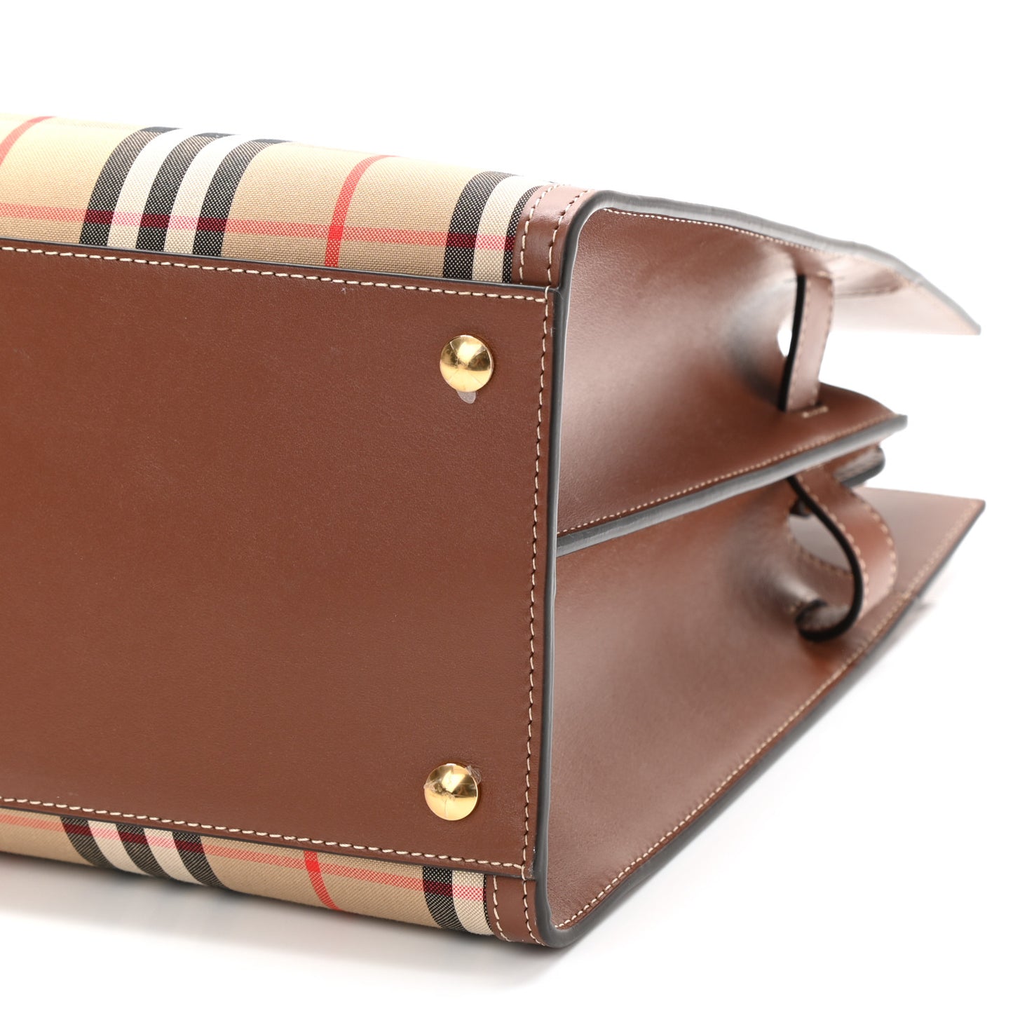 Vintage Check Calfskin Medium Title Bag Archive Beige