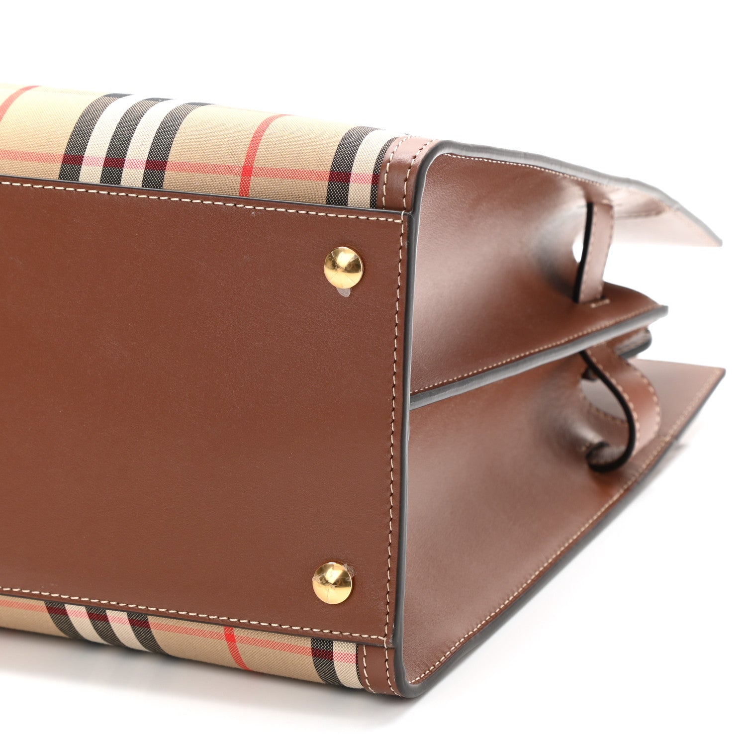 Burberry Vintage Check Calfskin Medium Title Bag Archive Beige 10 of 10