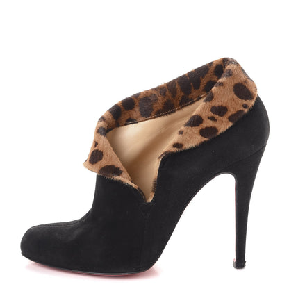 Christian Louboutin Leopard Suede Pony Hair Charme 100 Booties 36.5 Black 1 of 12