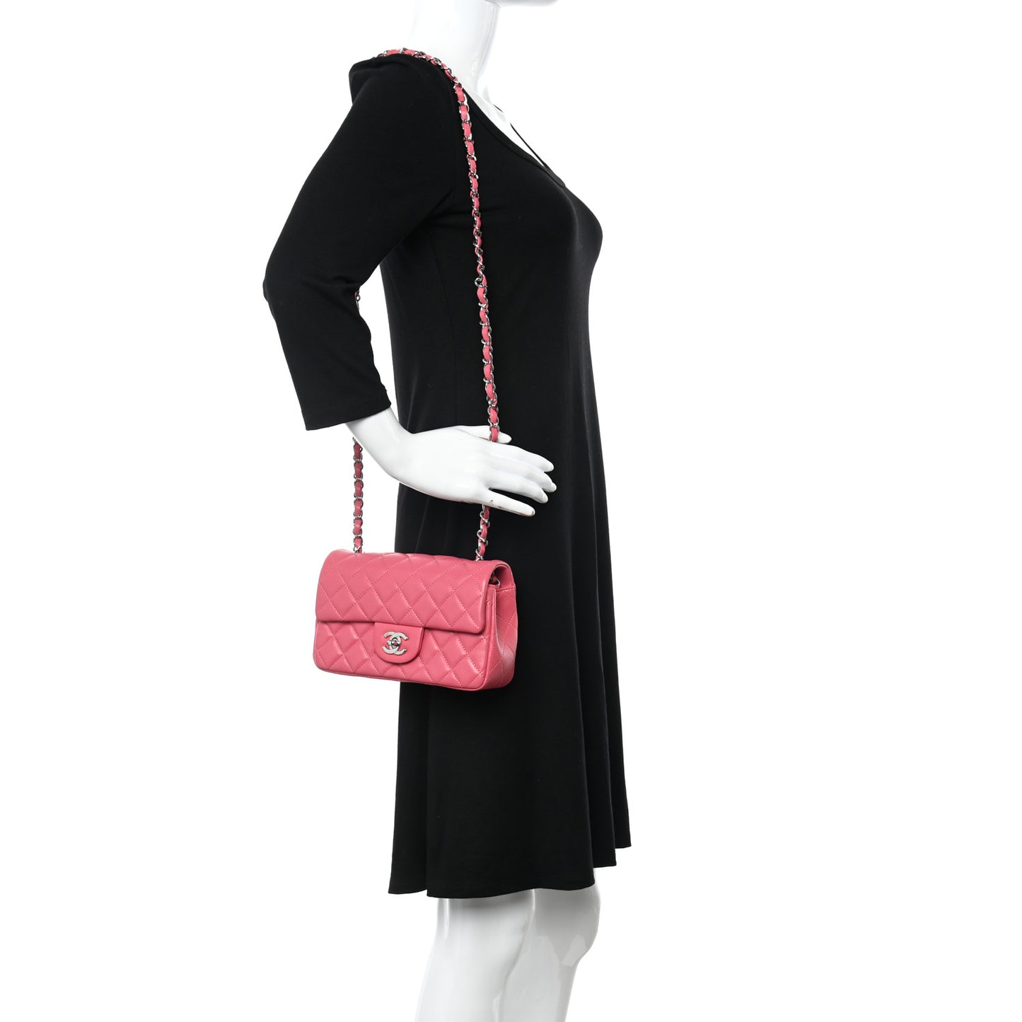 Lambskin Quilted Mini Rectangular Flap Pink