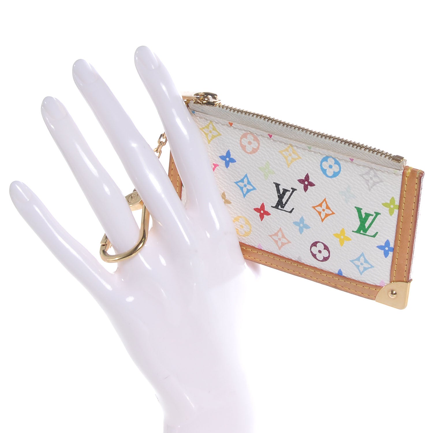 Louis Vuitton Monogram Multicolor Key Pouch White 2 of 7