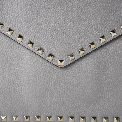 Valentino Garavani Pebbled Calfskin Large Rockstud Envelope Clutch Pastel Grey 10 of 10