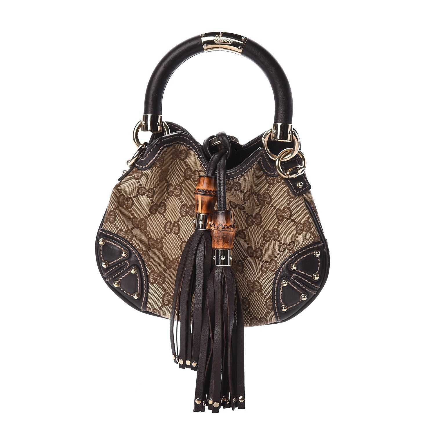 Gucci Monogram Mini Indy Top Handle Bag Dark Brown 1 of 11