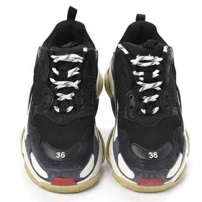 Balenciaga Fabric Mesh Washed Effect Womens Triple S Sneakers 36 Black Red 5 of 9