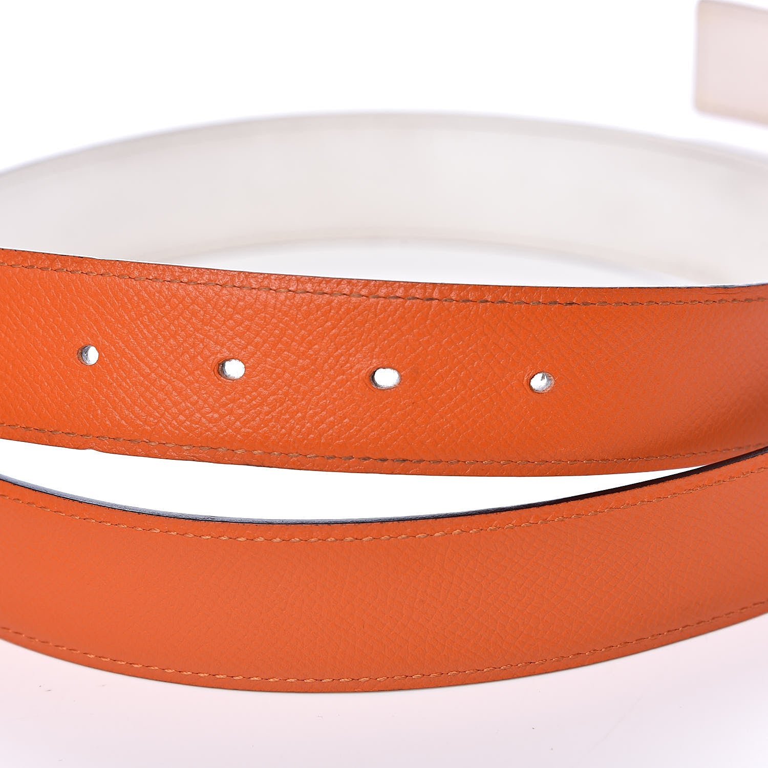 Hermes Epsom Swift 32mm Collier De Chien CDC Belt 95 Orange White 7 of 8