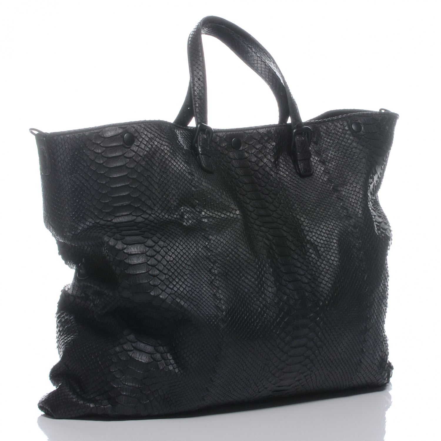 Bottega Veneta Python Convertible Tote Bag Black 3 of 8