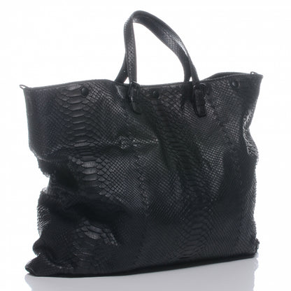 Bottega Veneta Python Convertible Tote Bag Black 3 of 8