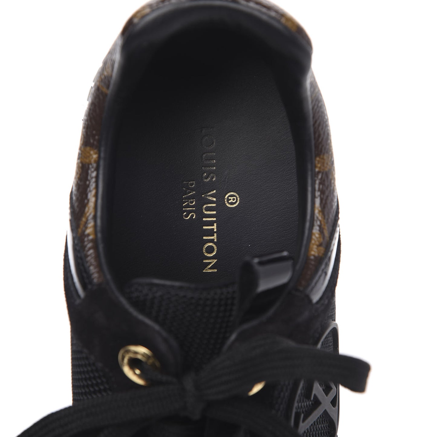 Suede Monogram Run Away Sneakers 36 Black