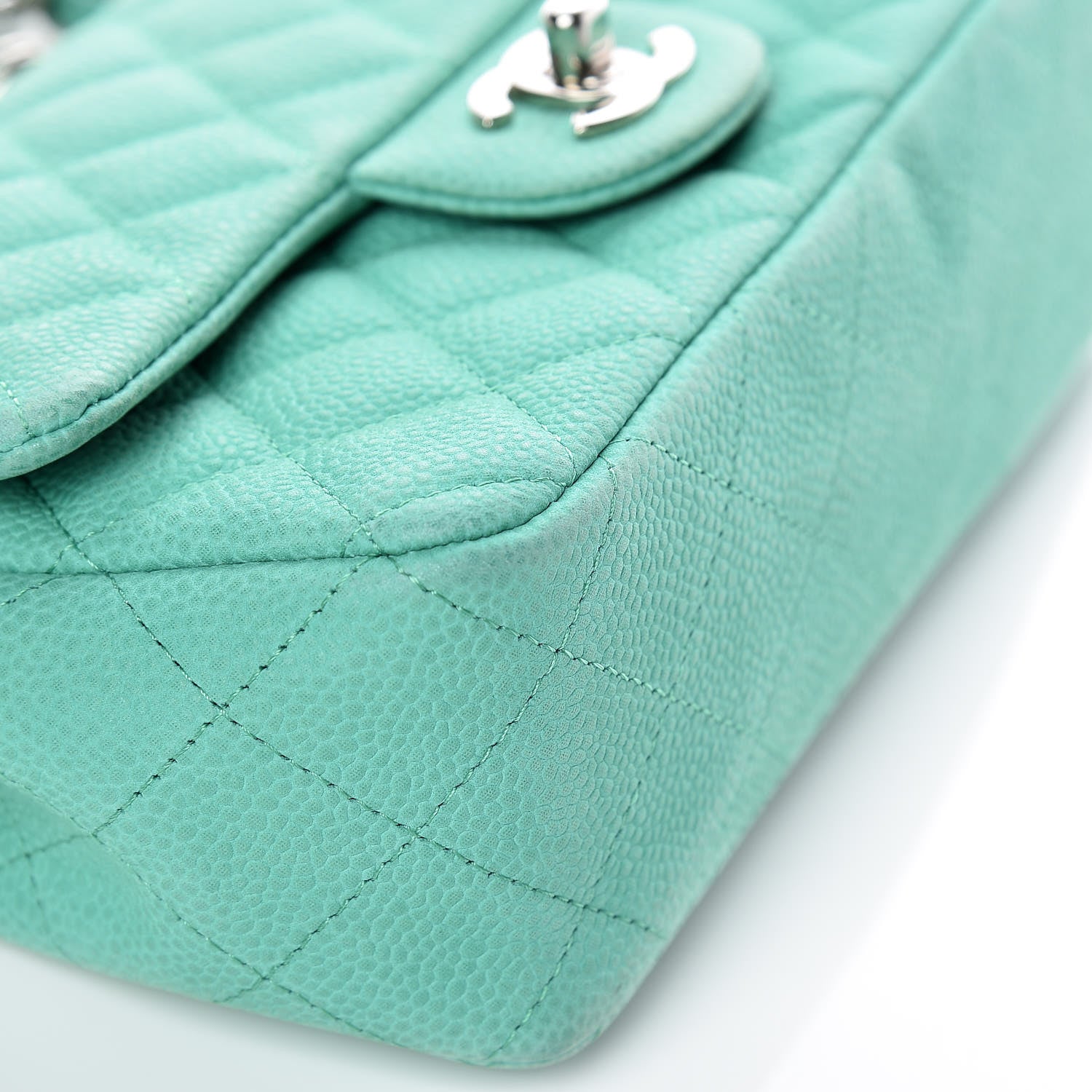Chanel Iridescent Caviar Quilted Mini Rectangular Flap Green 10 of 15