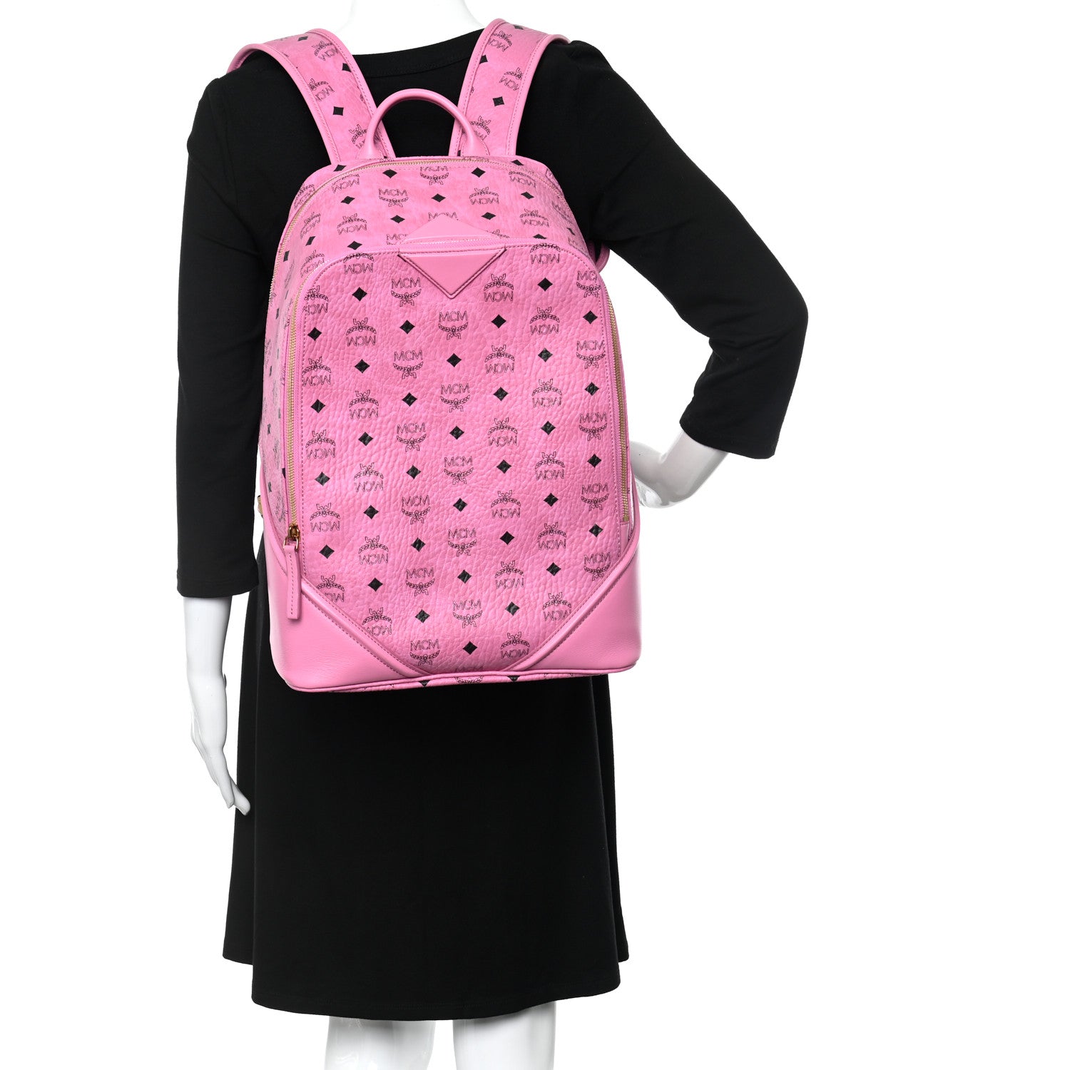 MCM Visetos Medium Duke Backpack Pink 2 of 12