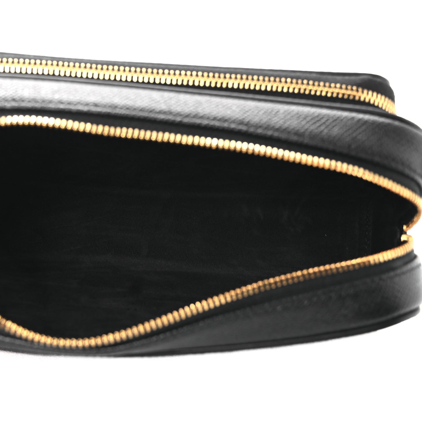 Grained Calfskin Caro Double Pouch Black