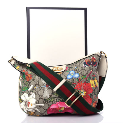 Gucci GG Supreme Monogram Flora Web Small Ophidia Half Moon Hobo White 11 of 11
