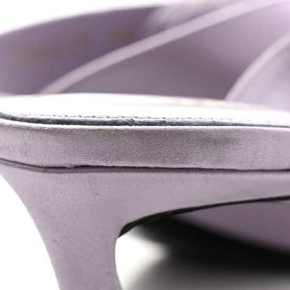 Saint Laurent Satin Feather Mae Mule Sandals 38 Soft Lila 11 of 15