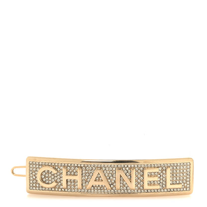 Chanel Metal Crystal Logo Hair Clip Gold 1 of 3
