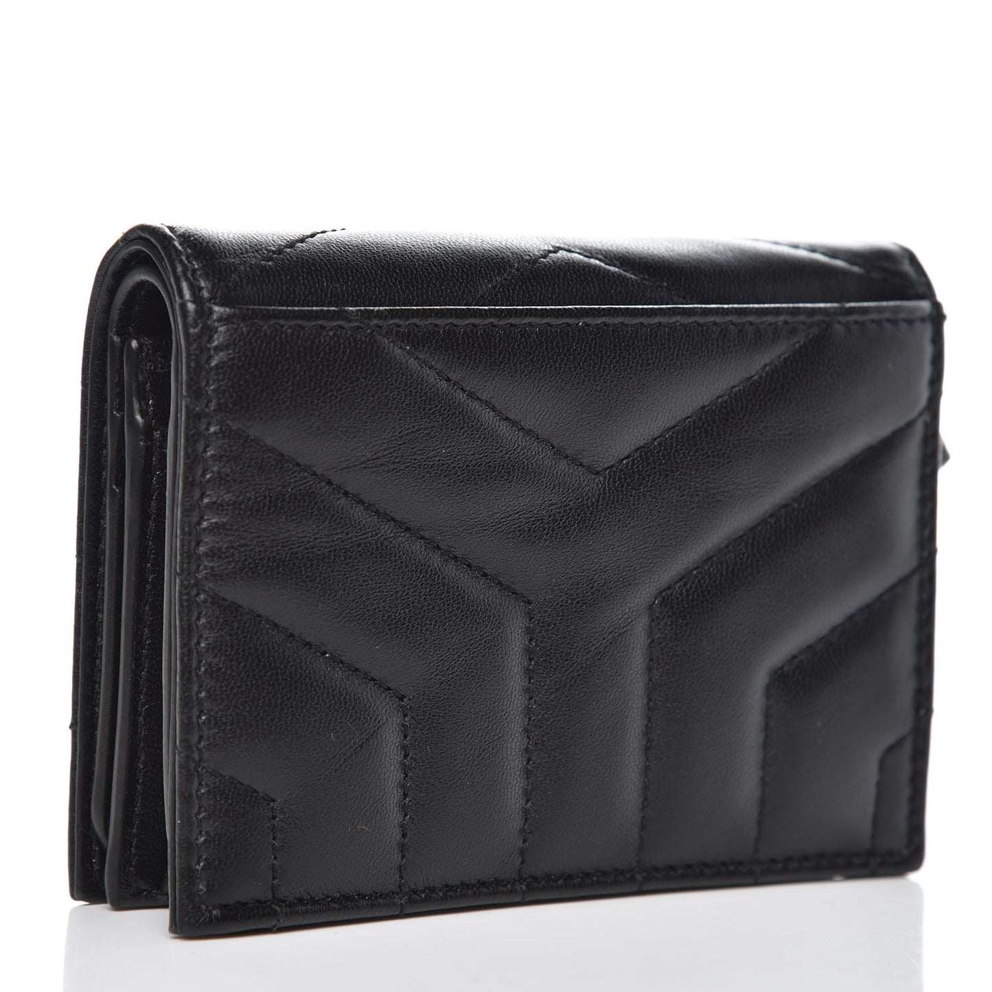 Lambskin Y Quilted Monogram Loulou Flap Wallet Black