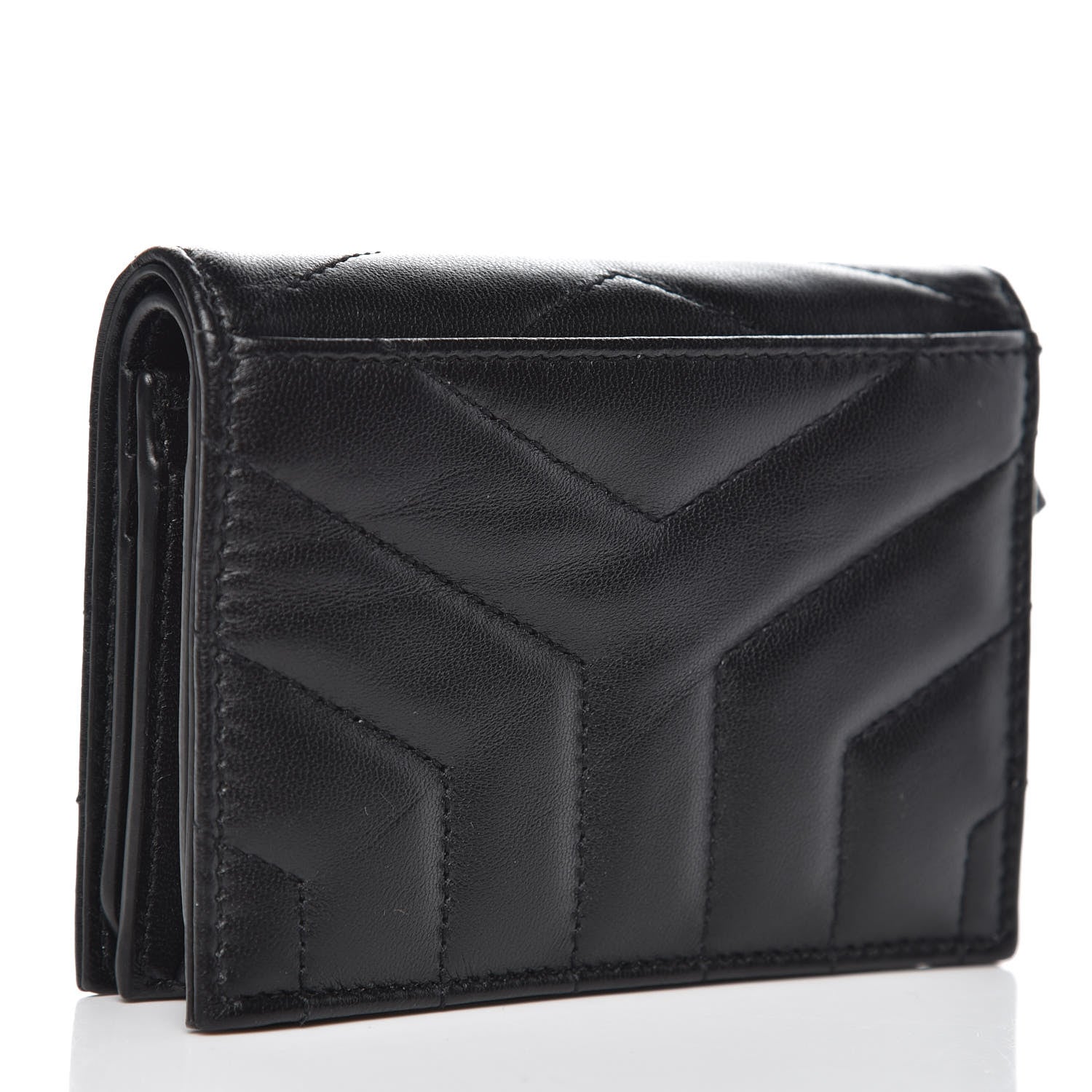 Saint Laurent Lambskin Y Quilted Monogram Loulou Flap Wallet Black 3 of 9