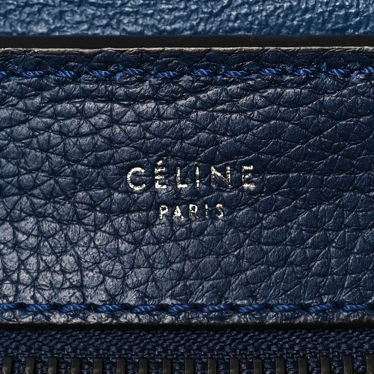 Drummed Calfskin Suede Medium Trapeze Navy Blue