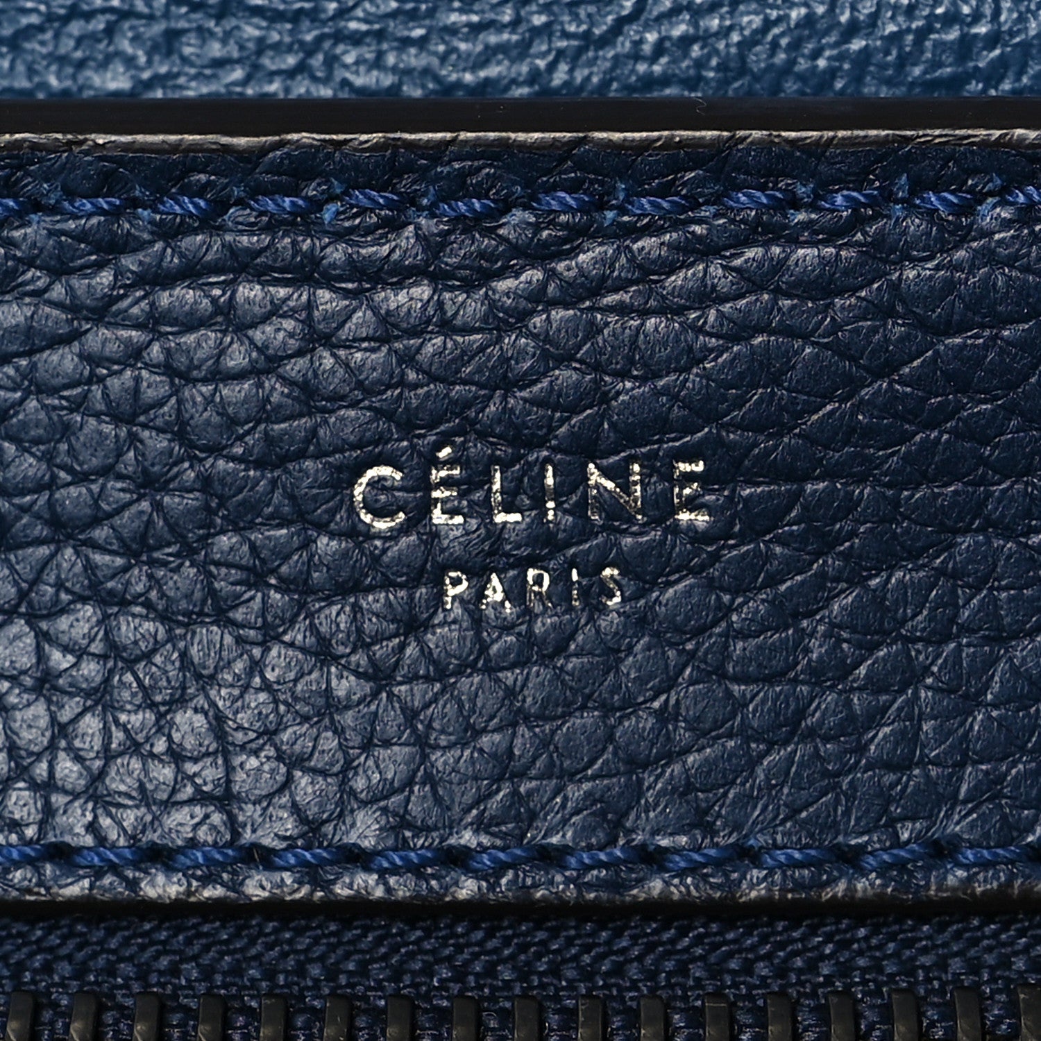 Celine Drummed Calfskin Suede Medium Trapeze Navy Blue 6 of 11